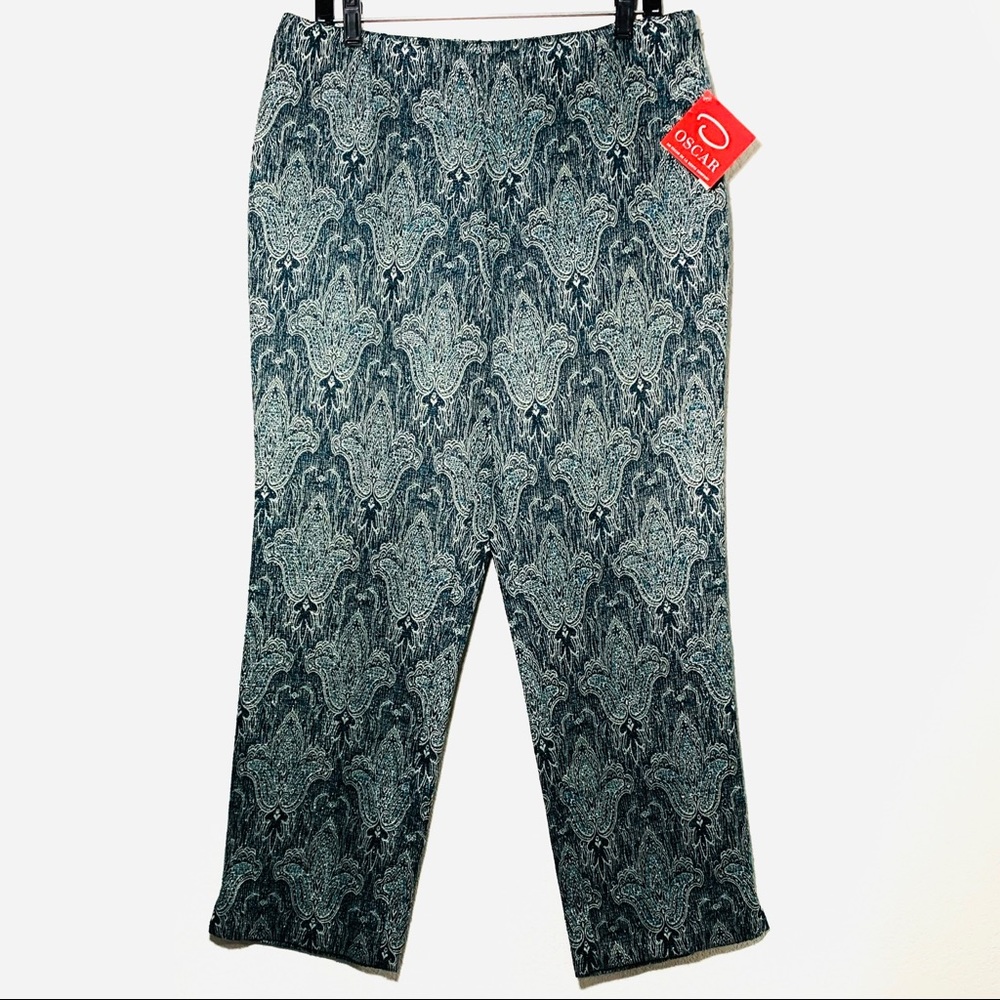 NEW Size 12 $109 Oscar de la Renta Missy Baile de Luna Black Brocade Capri Pants